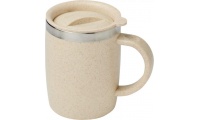 Caneca 400ml com isolamento em palha de trigo Wey