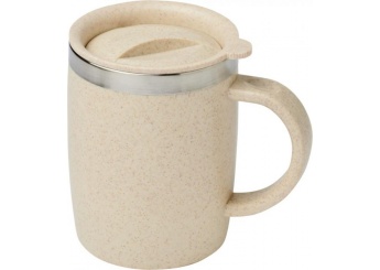 Caneca 400ml com isolamento em palha de trigo Wey
