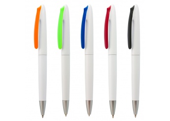 Esferografica plstica com clip colorido