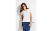 T-SHIRT COM GOLA REDONDA BRANCA PARA SENHORA LADY O