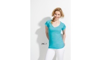 T-SHIRT GOLA EM V CORES SENHORA MILD