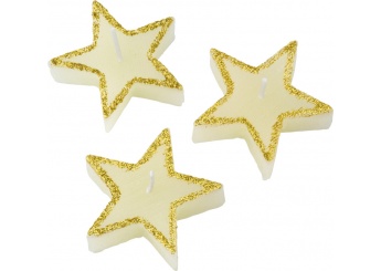 Conjunto de 3 velas em forma de estrela.