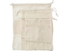 Conjunto de trs sacos de malha de algodo reutilizveis