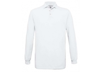 POLO B&C SAFRAN MANGA COMPRIDA BRANCA 180gr/m2