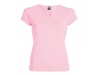 T-shirt cintada de gola redonda com abertura em V