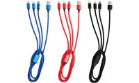 Cabo de carregamento rpido 3 em 1 em tecido e metal 3 amperes FLASHY