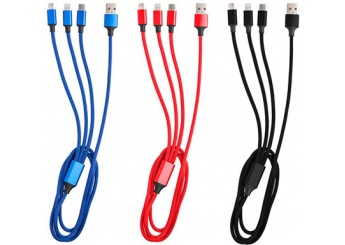 Cabo de carregamento rpido 3 em 1 em tecido e metal 3 amperes FLASHY