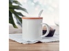 Caneca de porcelana com tampa em bambu e colher KENYA