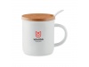 Caneca de porcelana com tampa em bambu e colher KENYA