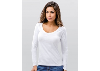 T-shirt de Manga Comprida branca Senhora 150gr/m2 BUCHAREST