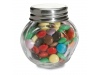 Chocolates 30 gramas em pote de vidro.