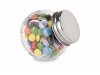 Chocolates 30 gramas em pote de vidro.