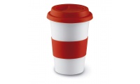 Copo de cermica com tampa e banda em silicone 400ml