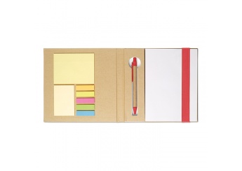 Bloco de notas reciclado com notas adesivas + Caneta QUINCY