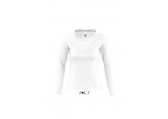 T-SHIRT DE MANGA COMPRIDA E GOLA REDONDA PARA SENHORA BRANCA MAJESTIC