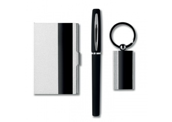 Set de presente de negcio: caneta + porta-chaves + porta-cartes