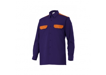 CAMISA BICOLOR MANGA COMPRIDA 2 BOLSOS 104gr/m2