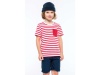 T-shirt s riscas de criana estilo marinheiro de manga curta com bolso