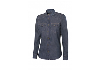 Camisa denim stretch manga comprida mulher