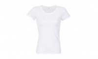 T-SHIRT CORTADA E COSIDA DE MANGAS CURTAS PARA SENHORA Branco