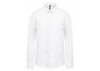 Camisa de homem em popeline de manga comprida Branca