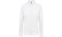 Camisa de senhora em popeline de manga comprida branca