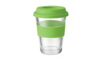 Copo 350ml de vidro com tampa e pega em silicone ASTOGLASS