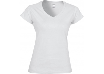 T-shirt de senhora com decote em V SOFT STYLE LADIES V-NECK Branca