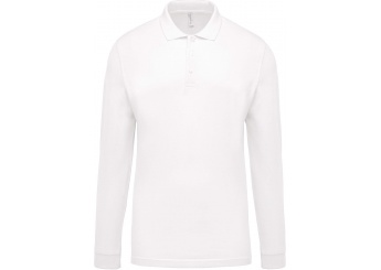 Polo piqu de homem de manga comprida Branco