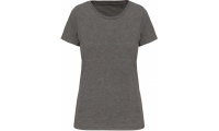 T-shirt de senhora com decote redondo de manga curta Supima Grey Heather