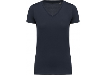 T-shirt de senhora com decote V de manga curta Supima