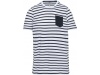 T-shirt s riscas de criana estilo marinheiro de manga curta com bolso