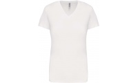 T-SHIRT DE SENHORA DE MANGA CURTA E DECOTE V Branco