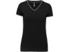 T-shirt de malha piqu de senhora com decote V