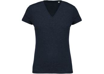 T-shirt de senhora em algodo biolgico com decote V Cores