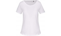 T-shirt de senhora Bio com decote sem costuras de manga curta Branco