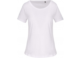 T-shirt de senhora Bio com decote sem costuras de manga curta Branco