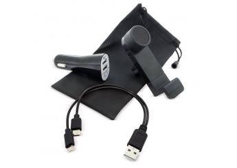 Set Auto: Carregador USB + Cabo Mltiplo + Suporte para Smartphone